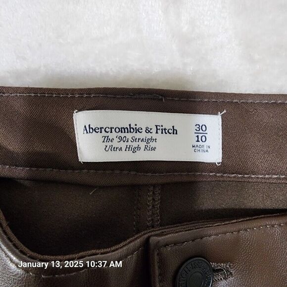 Abercrombie & Fitch Pants 90’s Straight Ultra High Rise Vegan Leather Women's 30 - Picture 4 of 10